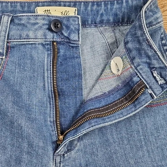 Madewell Emmett Rainbow Stitched Edition Medium Wash Wide Leg Crop Jean - Picture 7 of 16